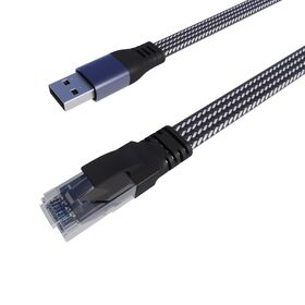 USB to Ethernet Cable USB 3.0 A Male to RJ45 Male Cord, Portable Braided Cable USB to RJ45 Gigabit LAN Network Cable