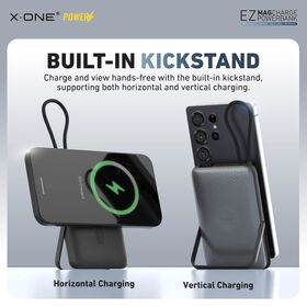 X-ONE EZ MagCharge PowerBank: 22.5W PD Fast Charging + Built-in iWatch Charger & Kickstand | LCD Display & Airline Safe