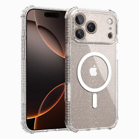 X-ONE Dropguard Pro Glitzer Klare Magnetische TPU+PC Hybrid Handyhülle für iPhone 17 16 15 Pro Max Ultra, Vergilbungsresistent