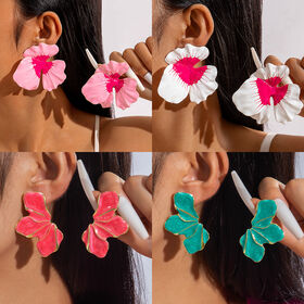 SISSLIA New Fashion Women's Colorful Flower Earrings Fashion Exaggerated Petal Stud Earrings