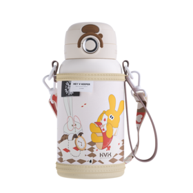 600ml Stainless Steel 316 Children Cute Cartoon Vacuum Flasks Kids Thermos Mug 2 in 1 Thermal Water Bottle with Straw
