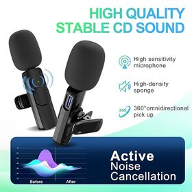 Wireless Lavalier Microphone for iPhone and Android Phone, Lapel Mic Plug and Play Wireless Mic Noise Reduction Mini Microphone