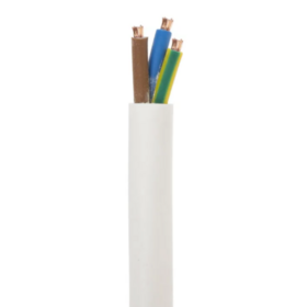 H05VV-F 3 Core 3183Y Harmonised Power Mains Cable, 2.5mm2, 25 A, 100m, PVC Insulated, PVC Sheath, 300V, 500V, White