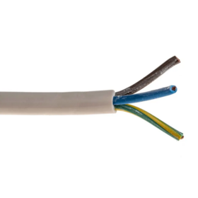 H05VV-F 3 Core 3183Y Flexible Electrical and Mains Power Cable, 1.5 mm2, 15A, 100m, White PVC Sheath, 300/500V