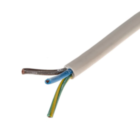 H05VV-F 3 Core 3183Y Power Cable, 1mm2, 10A, 100m, PVC Sheath, White, 300/500V, for Domestic and Office Applications
