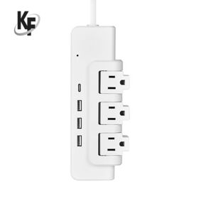 Regleta giratoria con 3 enchufes, protección contra sobretensiones, 3 puertos USB A y un puerto USB C
