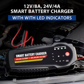 Cargador de Batería Automotriz 8A 12V/24V Inteligente Mantenedor de Batería Cargador Lento para Coche Motocicleta Barco Marino