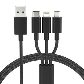 Câble USB Type C 3 en 1, Charge Rapide 3A, Câble Micro USB pour Samsung, iPhone 15 et Appareils Android - Compatible 100W