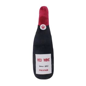 Juguete para perros al por mayor con forma de botella de peluche y chirriador, juguete masticable para mascotas