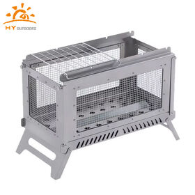 Mesa de Fuego Athlon para Camping al Aire Libre con Malla de Cuatro Lados, Estufa para Fogatas Fácil de Transportar para Calefacción de Patio, Combustible de Carbón