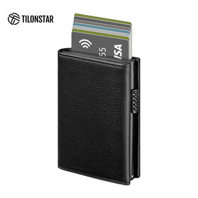 TILONSTAR TVC302L Metal Card Case Men Lychee Pattern Leather Card Holder Wallets Rfid Credit Card Holder Aluminum Wallet