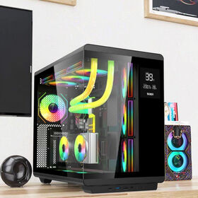 SOEYI Gabinete Gamer Torre Média ATX com Painel Frontal/Lateral em Vidro Temperado em Estoque para PC Gaming com Tela Digital - Venda por Atacado
