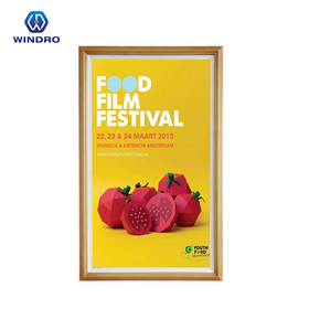 OEM/ODM, Layar Iklan Dinding Portabel Indoor Bingkai Kayu, Layar LCD 21,5 hingga 65 Inci, Digital Signage Video Foto