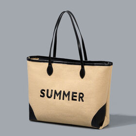 Embroidered beach bag for women cross-border tote bag travel vacation large capacity canvas bag