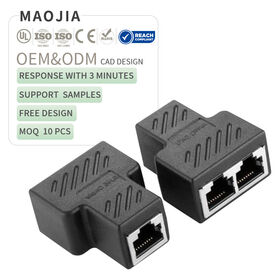Adaptateur RJ45 Splitter vers 2 Femelles STP 8P8C Plaqué Nickel Ethernet Y pour Commutation d'Ordinateur Portable de Pièce à Pièce et Extension de Câble Réseau