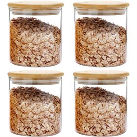 Wholesale 20oz 33oz 40oz 53oz Glass Round Food Storage Sealed Cans Containers with Sealed Bamboo Lid for Candy Coffee Flour Sugar