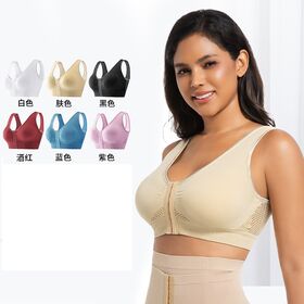 Soutien-gorge pour femmes de grande taille avec boucle avant, anti-affaissement, beau dos, respirant, avec coussinets de poitrine, soutien-gorge de sport à larges bretelles