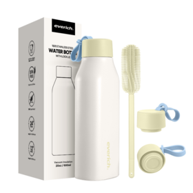 Prix usine ODM Bouteille d'eau carrée isolée sous vide 20oz Acier inoxydable 304 Double paroi avec poignée ergonomique en silicone