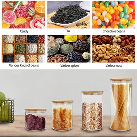 Wholesale 20oz 33oz 40oz 53oz Glass Round Food Storage Gift Containers with Sealed Bamboo Lid for Wedding Party Mouther's Day