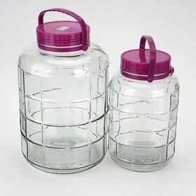 0.8 Gallon 104 Oz 3 L Wide Mouth Jar Glass Jar with Plastic Hand and Tip Nozzle Lid Large Food Storage Jar for Curing Fermentation