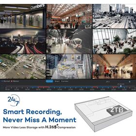 8-Kanal 1080P Smart DVR Rekorder mit 6TB Festplatte, verbesserter Bewegungserkennung & Alarmaufzeichnung für 2MP CCTV-Kameras