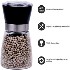 160 Ml High-Grip Salt and Pepper Grinder for Adjustable Coarseness Pepper Grinder Thickened Glass Body Seasoning Shaker