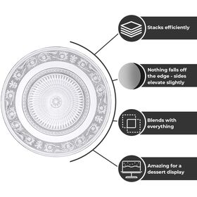 Wholesale 6inches 8inches 10inches Fleuri Pattern Clear Round Glass Dinner Plates for Cook Kitchen Party and Home Use