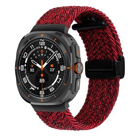 New 47mm Stretchy Nylon Braided Sport Bracelet Wristband for Samsung Galaxy Watch Ultra Strap Band with Magnetic folding Buckle
