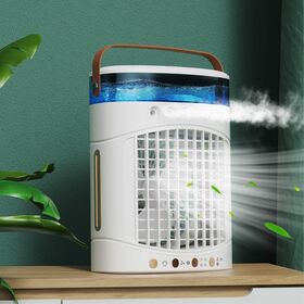 Tragbarer elektrischer Tischventilator mit drei Geschwindigkeiten, Kunststoff, multifunktionale USB-Aufladung, Zerstäubung, Kaltluftzirkulation für Haushalt und Autos