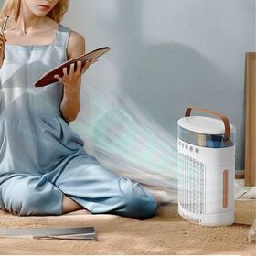 Mini Ar Condicionado Evaporativo Portátil em Estoque - Mini Ventilador com 3 Velocidades, Névoa Fria e Resfriamento Pessoal