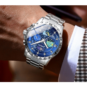 Wholesale men's watches, fully automatic waterproof fashionable starry sky watches, luminous calendar wristwatches