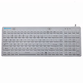Clavier médical filaire en silicone IP68, clavier industriel étanche désinfectable pour hôpital