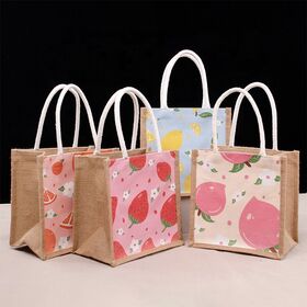 Pinghu YIJIA Customized Logo Eco Friendly Advertising Gift Burlap Tote Bag Color Stitching Blank Jute Shopping Bag