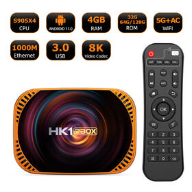 Boîtier IPTV intelligent en gros d'usine HK1 rbox X4 Amlogic S905X4 4 Go 32 Go 64 Go 1000M Lan 2.4g 5g Dual WIFI BT Android 11 TV Box HK1RBOX