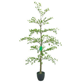 2025 hot selling Cheap Artificial green chahua tree 155Cm With green leaves and black plastic pot
