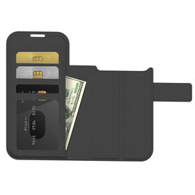 Magnetische Universal-Smartphone-Halterung mit verschiebbarem Clip, Leder-Flipcase im Brieftaschen-Stil für iPhone 17 Serie