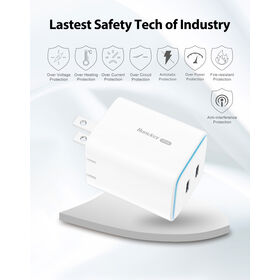 Chargeur mural rapide Huntkey SCP PD3.0 45W double port USB-C GaN pour téléphones portables, certifié UL FCC