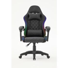 Gaming Stuhl, Racing Style RGB Beleuchtung Gaming Stühle, Hohe Rückenlehne Verstellbarer Computerstuhl mit Fußstütze und Kopfstütze