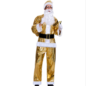 Wholesale golden Santa Claus costumes, Christmas clothes, adult men's performance party sets
