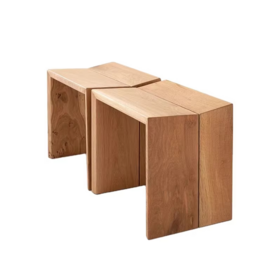 Tabouret moderne intégral en bois massif de forme irrégulière, tabouret exquis sans coussin, prix d'usine de haute qualité.