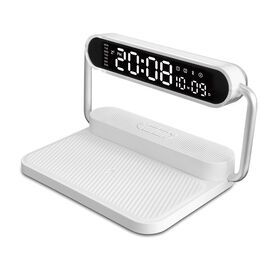 Carregador sem fio 4 em 1 OEM com luzes noturnas coloridas, alto-falante Bluetooth, despertador - Direto da fábrica