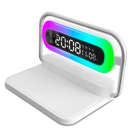 OEM M11 4 in 1 Wireless charger with Colorful night lights , Bluetooth speaker , Clock alarm