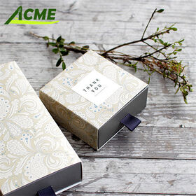 Boîte cadeau de parfum, collier ou bracelet carrée à motif rétro personnalisable OEM, boîte en papier tiroir disponible en stock