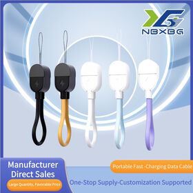 Cabo de Dados de Carregamento Super Rápido 2 em 1 com Cordão para Chaveiro Pendurado Tipo-C para Tipo-C e Tipo-C para Cabo L para iPhone 15/16
