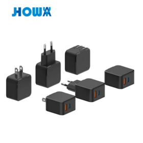 Portable Dual Port USB-C PD3.0 20W 30W GaN Wall Charger with US EU UK Korea Australia Plug