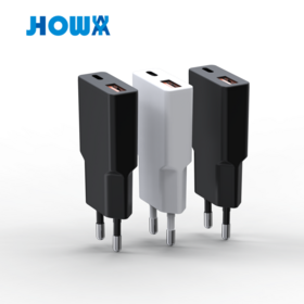 Ultradünnes, leichtes GaN-Schnellladegerät mit zwei USB-C-Anschlüssen, 30 W, für Mobiltelefone, Tablets und Notebooks