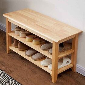 Storage Bench Wooden Shoe Bench Simple Style Wood Entryway Bench Shoe Rack