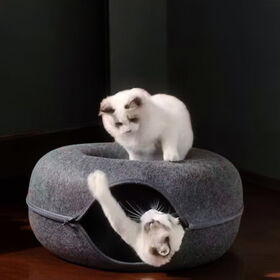Refugio Transpirable de Fieltro para Gatos, Casa para Mascotas con Neumáticos de Goma