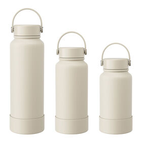 Custom 650ml 1000ml Stainless Steel Thermos 304 Insulated Vacuum Water Bottle Silicone Sleeve Stand Bottom Modern for Camping
