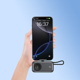 Carregador Sem Fio Portátil Mini de 5000mAh Tamanho Pequeno Popular Power Bank com Cabos Integrados Compatível com Telefone, Relógio e Fone de Ouvido